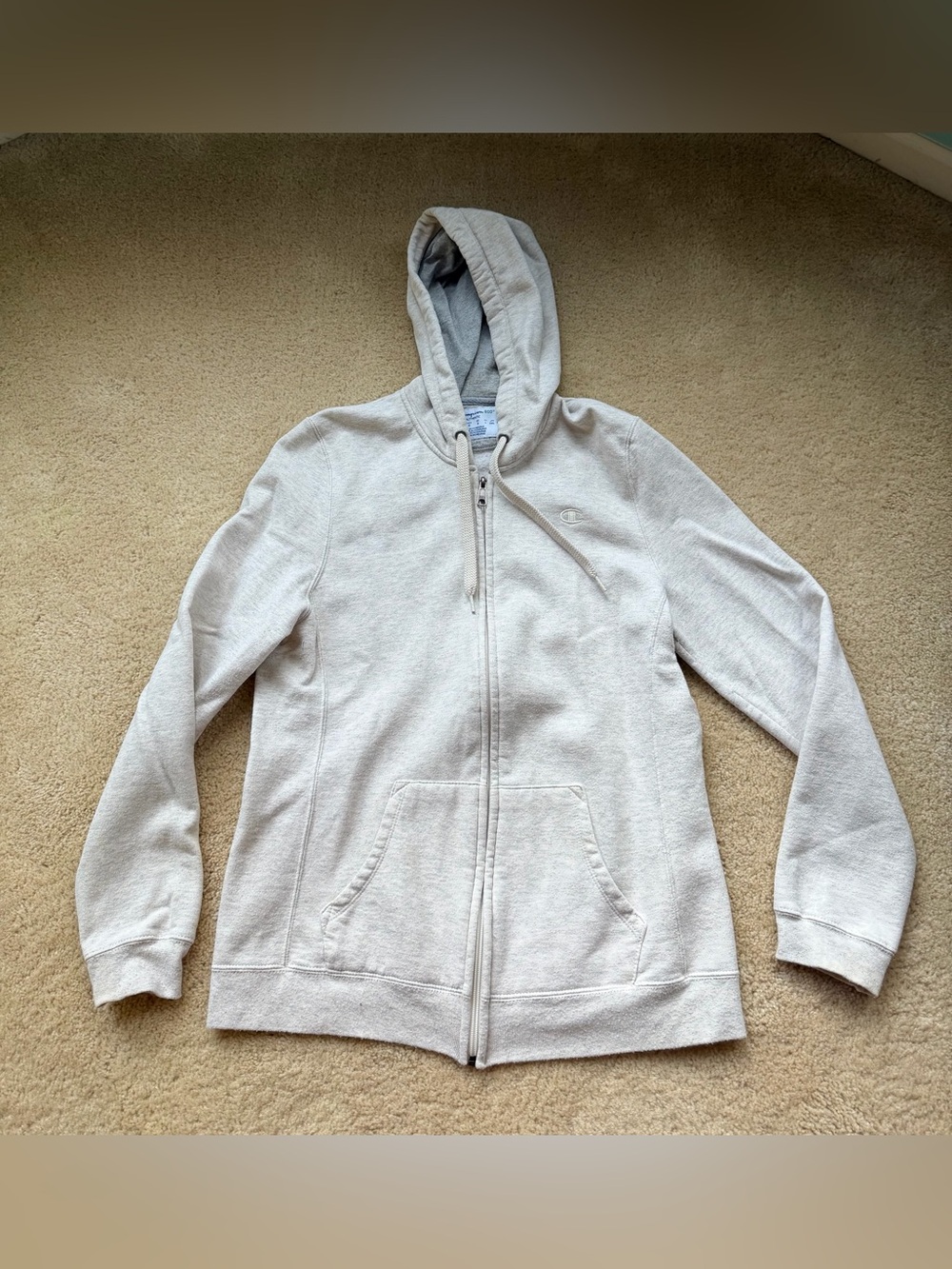 Champion Eco Authentic Women’s Oatmeal Zip Up Hoodie - Size L - VGUC